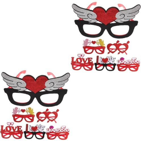 2 Sätze Valentinsbrille Empfangsdekor Partydekoration Hochzeit Haarnadeln Braut Gäste Faschingsbrille Karnevalsbrille Foto-Herz-Sonnenbrille Valentinstag Brille Plastik 6 Stück * 2 Garneck