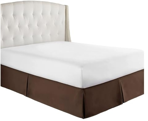 FOVAOK Cache-sommier doux et confortable avec plis sur mesure - Tissu résistant aux rides et à la décoloration - 38,1 cm de haut (sans plateforme) (Marron, 160 x 200 x 35 cm)