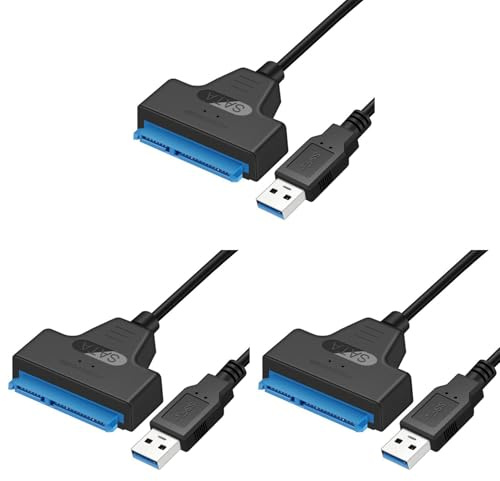 Wzxksoac 3X Cable USB Adaptador 3 una USB 3.0 Cable Adaptador USB Soporte de Disco Duro Ssd HDD de 2,5 Pulgadas