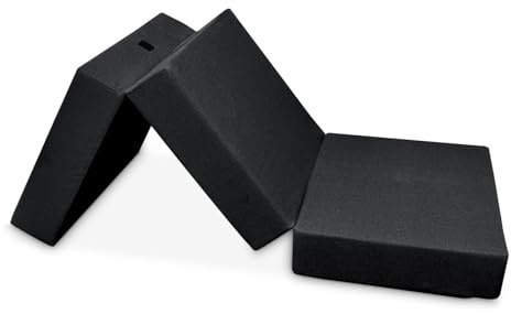 amuéblate Online - Colchón Plegable para Invitados con Cierre y Asa, Espuma de Gran Densidad y Funda en Tejido Transpirable Gris Oscuro, 105 x 190