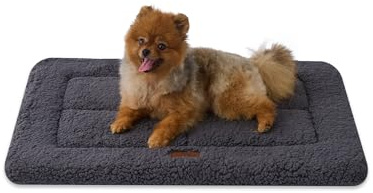Joydeco Hundematte 74x53cm - Reversibles waschbares Hundebett mit weichem Fleece, Flache Unterlage für Hundebox & Käfig - Für mittelgroße & kleine Hunde- Dunkelgrau