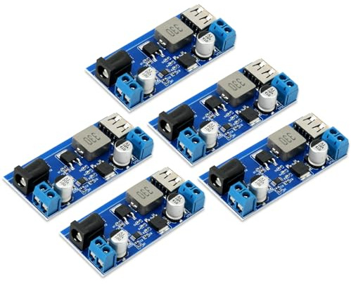DC-DC Buck Converter 24V/12V auf 5V 5A,QIQIAZI Step Down Converter,Stromversorgung Step Down Modul,Abwärtswandler Einstellbares Netzteil Abwärtsmodul mit USB Port(5 Stück)