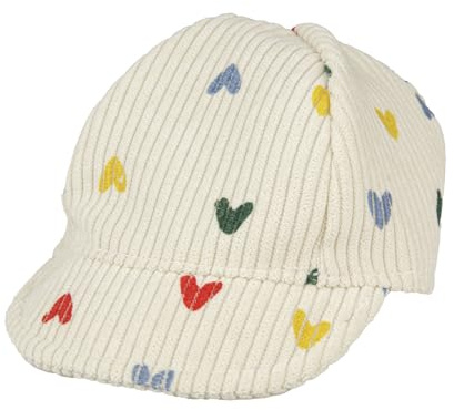 Heless 1531 - Puppen-Kappe ''Herz-Konfetti'' in Beige und mit bunten Herzen, für Puppen und Kuscheltiere der Größe 28-35 cm