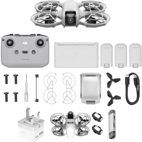DJI Neo Fly More Combo bundle 01, Mini Drone with 4K UHD Camera for Adults, 135g Self Flying Drone, Palm Takeoff, Subject Tracking, QuickShots, Stabilized Video, with RC-N3 and 3 Batteries