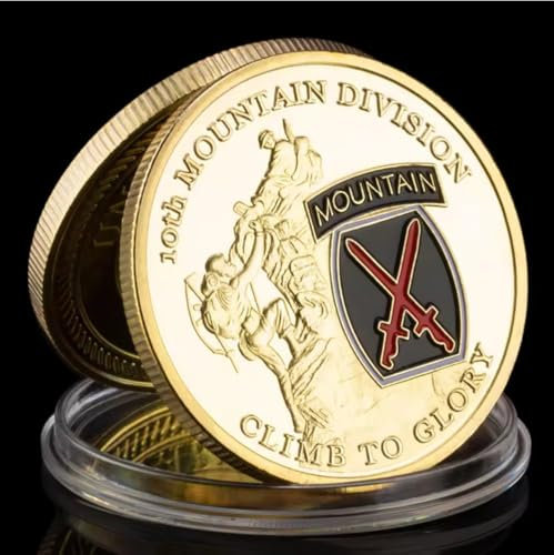 MINHBDER Monedas Conmemorativas De La 10.ª División De Montaña del Ejército De Los Estados Unidos, Moneda De Recuerdo Ascenso A La Gloria, Moneda Coleccionable Chapada En Oro.