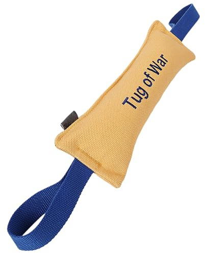 K9 Dog Tug Toy with 2 Strong Handles - Made of Durable & Tear- French Linen - Perfect for Tug of War, & Puppy Training - Ideal for Medium to Large Breeds Rkz467 (Yellow, 35x5 cm)