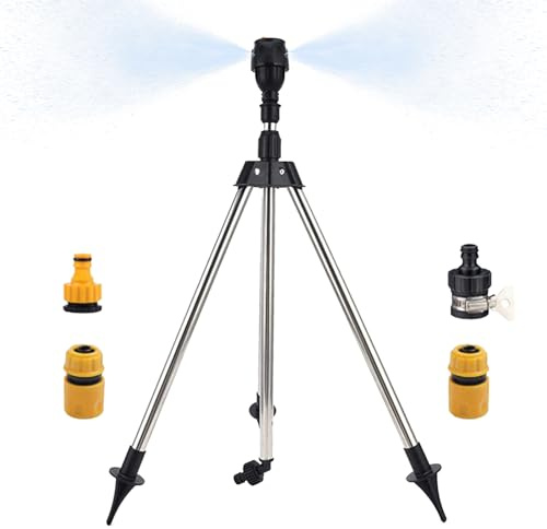 Aspersor de trípode Giratorio, Ajustable, de Larga Distancia, Dispositivo de riego de césped, telescópico con rotación de 360 Grados para jardín al Aire Libre en Interiores y paisajes