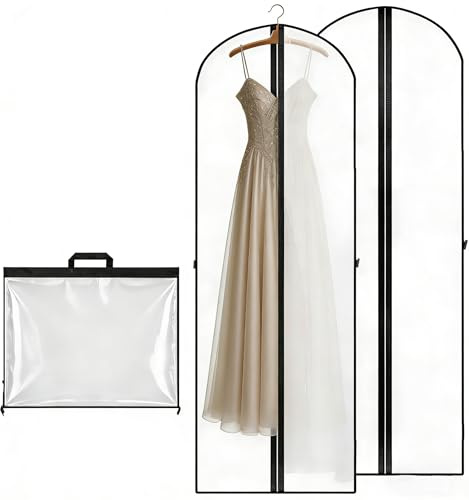 2 Stück Custodie per Abiti, Porta Abiti Lungo, Borsa Porta Abiti da Viaggio, Borsa per Abiti da Sposa, 180x60CM Porta Abiti Lungo con Cerniera, Copriabiti Antipolvere per Cappotti, Giacca