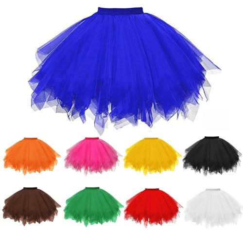 Tüll Rock Damen Tütü Rock Elastische Hohe Taille Ballettrock Petticoat Tanzkleid Halloween Karneval Kostüm