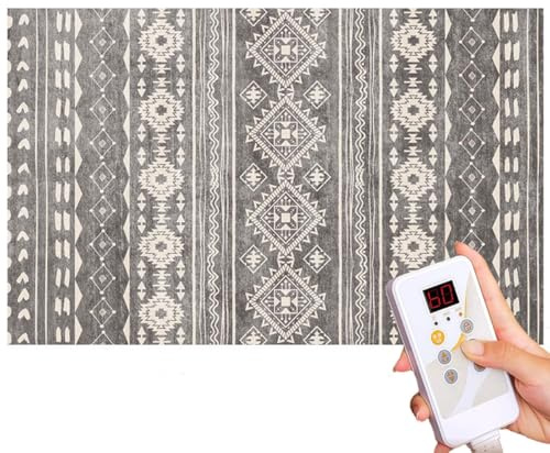 Heated Rug Mat, Infrared Radiant Floor Heater w/Timer & Adjustable Temperature, Foot Warmers Under Desk, Fast Warm Up for Home Office Study Playroom(E,100 * 200cm)
