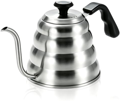 Bollitore a collo d'oca, bollitore in acciaio inox, teiera per fornello con termometro e manico ergonomico per caffè americano manuale (1.Dì)