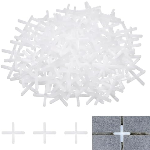 QUARKZMAN 400Pcs espaceurs de carrelage, 2.5mm 3/32 croix espaceurs muraux et de sol outils de carrelage pour installation de carrelage céramique (plastique PE, blanc)