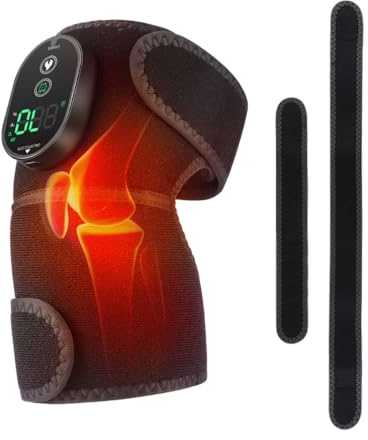 ME JO Cordless Heated Knee Brace Wrap, Electric Heating Pad for Knee Shoulder, Hot Compress Heat Therapy, 6 Heat Levels 45-70℃, Timer15-45min, Adjustable Straps, USB-C Rechargeable, Black