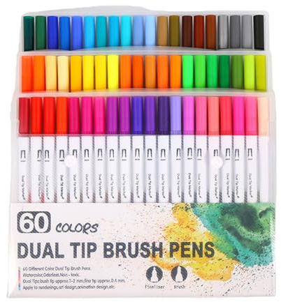 Ruarby 36/48/60/72/100 Farben, doppelseitige Marker, Aquarellstift, Pinsel, Filzspitze, Kunstzubehör für Kinder und Erwachsene