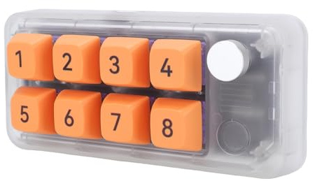 Jectse Clavier Numérique Filaire USB C, 8 Touches Programmables, Clavier Mécanique Macro à Une Main, Programmable, avec Bouton, pour Travailler et Jouer. (Transparente)