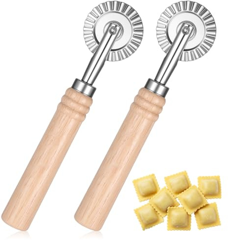 JJUNW Lot de 2 emporte-pièces cannelés en acier inoxydable pour raviolis, pâtes à pizza, raviolis, biscuits