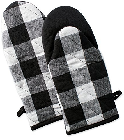 DII Buffalo Check Kitchen Collection, Classic Farmhouse Kitchen Set, Oven Mitt, Black & White, 2 Piece