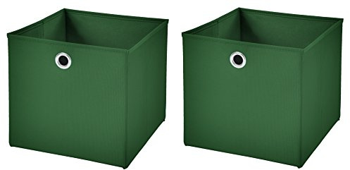 Stick&Shine 2x Aufbewahrungs Korb Dunkelgrün Faltbox 33 x 33 x 33 cm Regalkorb faltbar