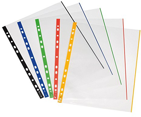 Herlitz 10914414 Prospekthülle A4 glasklar mit farbigem Rand 250er Packung, 0,07 mm