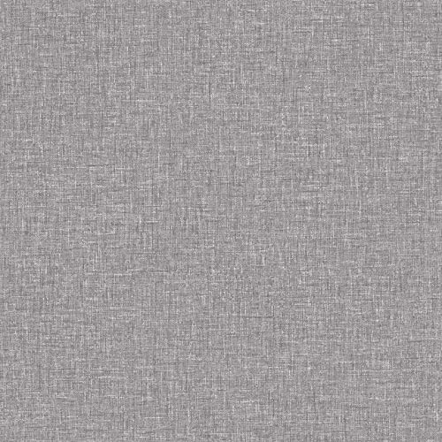 Linen Textured Wallpaper arthouse mid Grey Plain Woven Effect spongeable