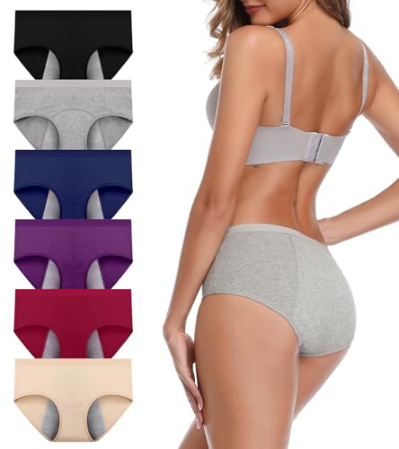 JojoQueen Womens Underwear Cotton Menstrual Panties Comfy High waisted Ladies Period Briefs