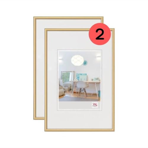 walther design Bilderrahmen gold 40 x 50 cm Doppelpack, New Lifestyle Kunststoffrahmen KV050GD