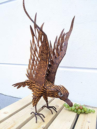 Zen Man Edelrost Gartenfigure aus Metall Gartendeko Rost Adler Gartenskulpture Tiere Handarbeit L43cm H60cm 030893