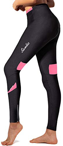 Santic Ciclismo Pantalones Mujer Largos Invierno Bicicleta Badana Rellenó Pantalones de Las Medias Culote Térmico Cálido MTB Rosa L