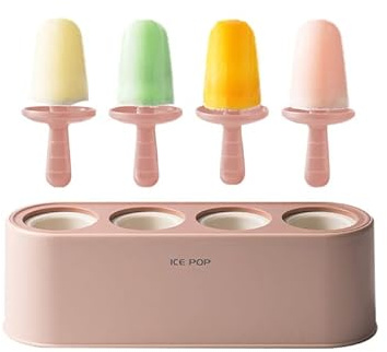 Eis am Stiel Form mit 4 Pops, Silikon-Eiscremeformen, wiederverwendbare Eisformen, leicht zu lösen, für selbstgemachtes Eis