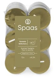 Spaas Scented Tealights flatpack x12 4.5h, Romantic Reflections, Olive Green