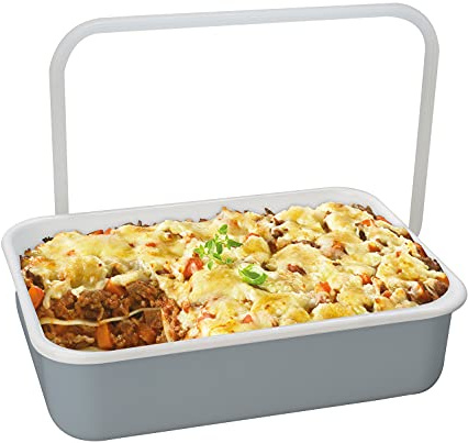 HoneyWare Color Line Frischhaltedose mit Deckel Emaille Grau | L | 1,35 L | hitzebeständig bis 400°C | Meal Prep Boxen für alle Herdarten, Backofen und Grill geeignet | Aufbewahrungsbox mit Deckel