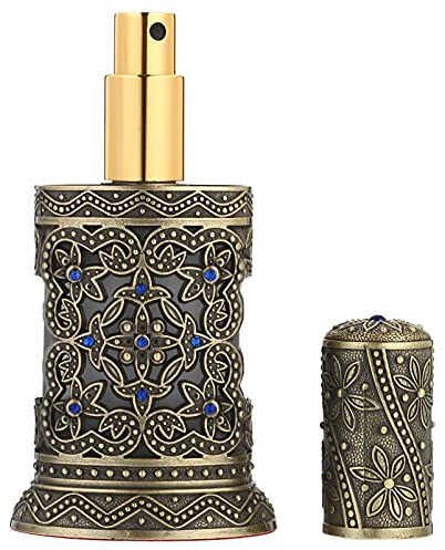 minkissy Vintage Parfüm Flaschen Retro Leere Nachfüllbare Phantasie Kristall Ätherisches Öl Spray Flaschen Antike Kosmetische Duft Container Sprayer für Reise Hause Decor 15Ml Blau