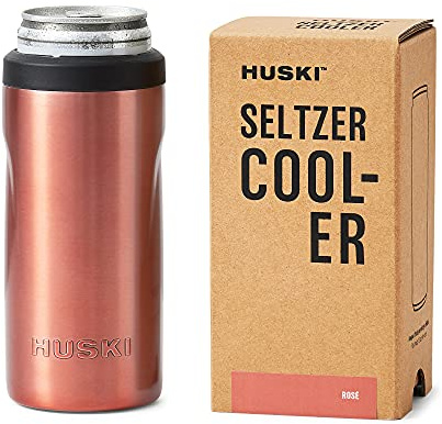 Huski Seltzer Cooler | NEW | Premium 12oz Skinny Drink Holder (Rosé) | For Hard Seltzer, Beer, Soda Slim Cans | Triple Insulated 316 Stainless Steel | Seamless Design | Works as a Tumbler