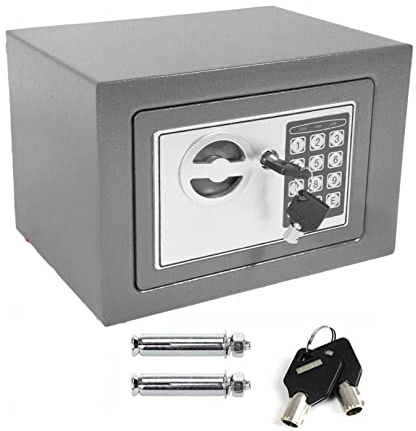 Tresor Schranktresore Wandmontierte Digitaltastatur Geldkassette Massiver Stahl Elektronischer Passwort-Sicherheitstresor mit Schlossschlüssel Hotel-Safe Geld-Bargeld-Tresor (4.6L, Grau)