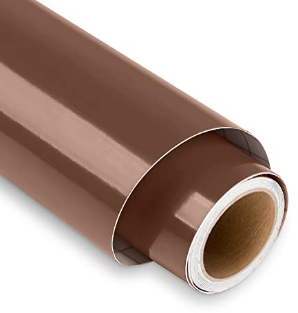 Glänzend Braun Plotterfolie Vinyl, 30,5 x 152,4 cm Vinylfolie Plotter, Braun Plotterfolie Selbstklebend für DIY-Geschenke, Tasse, Fenster, Keramik, Kunststoff