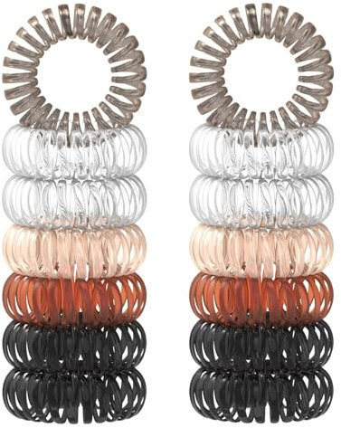 Spiralhaarbänder, mehrfarbig, keine Falten, Handyschnur, keine Beschädigung, wasserdichte Kunststoff-Spirale, Pferdeschwanz-Halter, Haarbänder für Frauen und Mädchen, 12 Stück