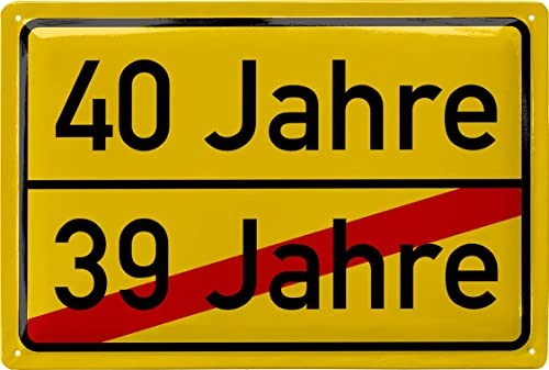 LANOLU Retro Blechschild Schild 40 Geburtstag - SCHILD 40 JAHRE ORTSSCHILD - Geschenke für den 40 Geburtstag Mann, lustiges Schild 40 Geburtstag Deko als lustige Geburtstagskarte, 20x30cm