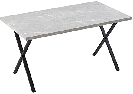 CLIPOP Esstisch Holz, Küchentisch für 4 Personen, 120/140cm Esszimmertisch, rechteckiger Esstisch mit Metallbeinen, für Esszimmer Küche (Grau, 80x140cm)