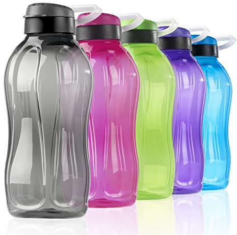 Yeahshion Borraccia Riutilizzabile da 1,5 Litri con Manico, Borraccia Sportiva Portatile a Prova di Perdite Senza BPA per Palestra, Campeggio, Viaggi, Lavoro, Grigio