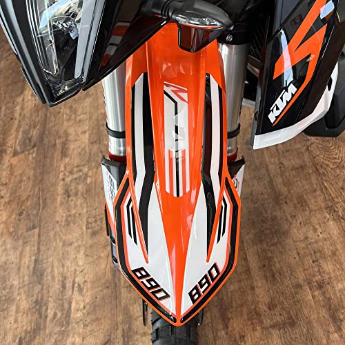 LABELBIKE 3D Motorrad Kotflügelaufkleber kompatibel mit KTM | 890 Adventure R 2021-2023, Harzschutz, Kratzfestigkeit, Dekoration
