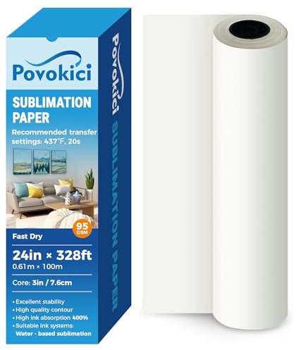 POVOKICI Papel de sublimación de tinte de 95 g/m² de secado rápido para impresión de transferencia de calor E*pson F570 de 3 pulgadas
