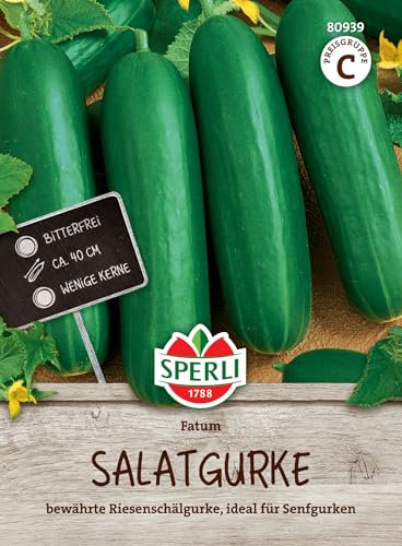 Sperli Salatgurkensamen Fatum, F1 80939 - bewährte Riesenschälgurke, ideal für Senfgurken - Fruchtlänge 30 bis 40 cm - Inhalt für 30 Pflanzen, Samen Gemüse, Saatgut, Gurken Pflanzen