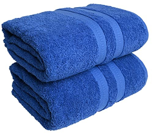 FB 2 x extra stora superjumbo badlakan (100 x 200 cm – 600 GSM) lyxig 100 % egyptisk kammad bomullshandduk supermjuk premium hotellkvalitet snabbtorkande badrumshanddukar set (blå)