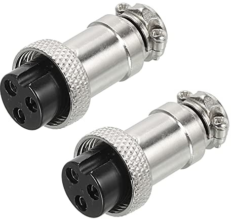 QUARKZMAN Aviazione Connettore GX16 3 Perni 16mm Argento Femmina Filo Pannello Attracco Connettore per Aviazione, Alta Velocità Ferrovia, Navi 2pz
