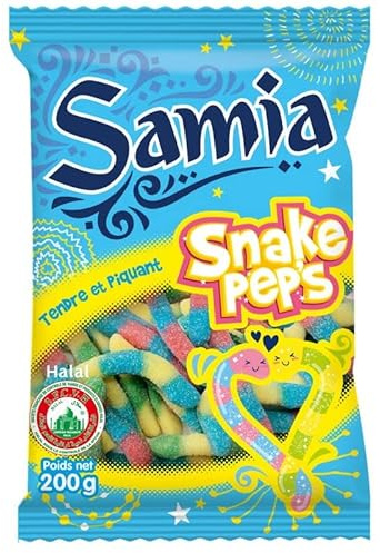 SAMIA - Bonbons Gélifiés Vers Acides Halal 200 G - Des friandises orientales à la délicieuse acidité - Saveurs du monde - Le Lot De 4