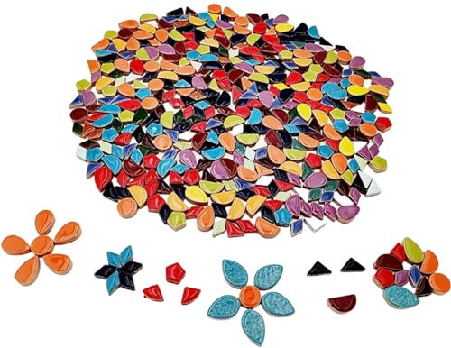 BTMIEY 500 g di piastrelle a mosaico in ceramica casuali, fai da te, creative, per fai da te, piatti, vasi da fiori, tazze, mosaico (8 dimensioni)