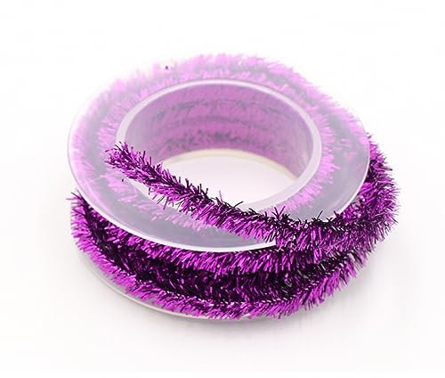 Wambere 5 Rollen 1.5 Meter Weihnachten Lametta Girlande, Weihnachten Girlande Glänzend Lametta Metallische Lametta Girlanden für Christbaumschmuck Weihnachtsbaum Kranz Festliches Hochzeit Party,Lila