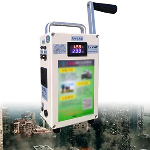 FENGSSLL Generador de manivela portátil, pequeño generador de manivela de 150 W, batería de Litio de 5000 mAh, Panel de iluminación de 12 V para el hogar de Gran Capacidad, generador + Carga,220V