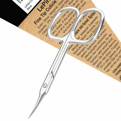 LePinko Cuticle Scissors, Extra Fine Tip, for Manicure and Pedicure, Gifts for Men Women