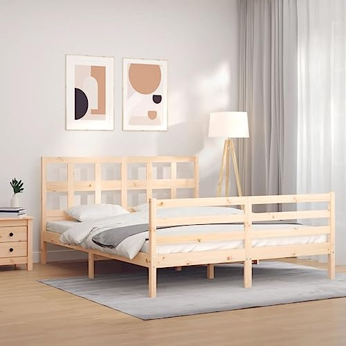 BUKSCYJS Palettenbett,Modernes GäStebett Massivholzbett Mit Kopfteil 160x200 Cmgeeignet FüR Wohnzimmer, Schlafzimmer, Lounge, Balkon, Sofa, Wohnung, GäStezimmer